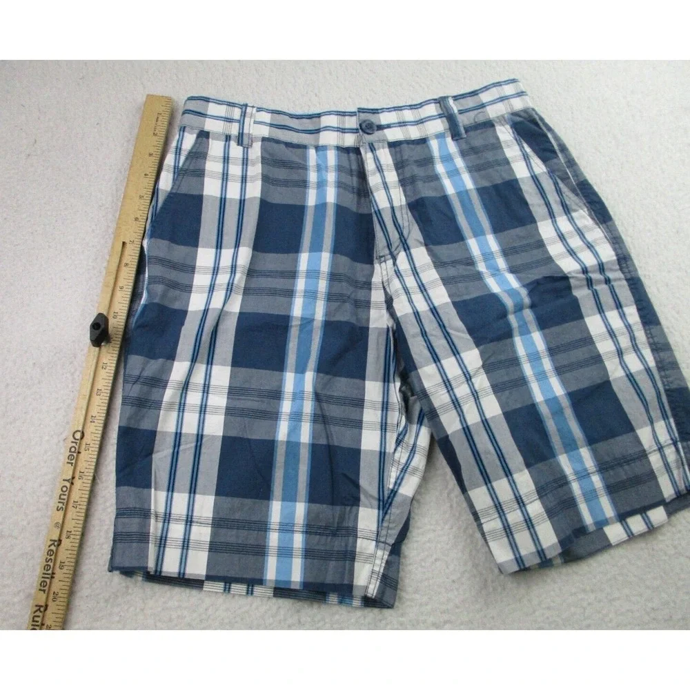 Canterbury Of New Zealand Shorts Mens Size 32 Blue White Plaid Chino Golf Casual